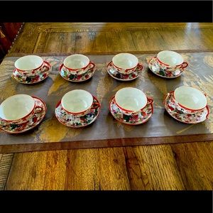Geisha girl hand painted china vintage tea cups